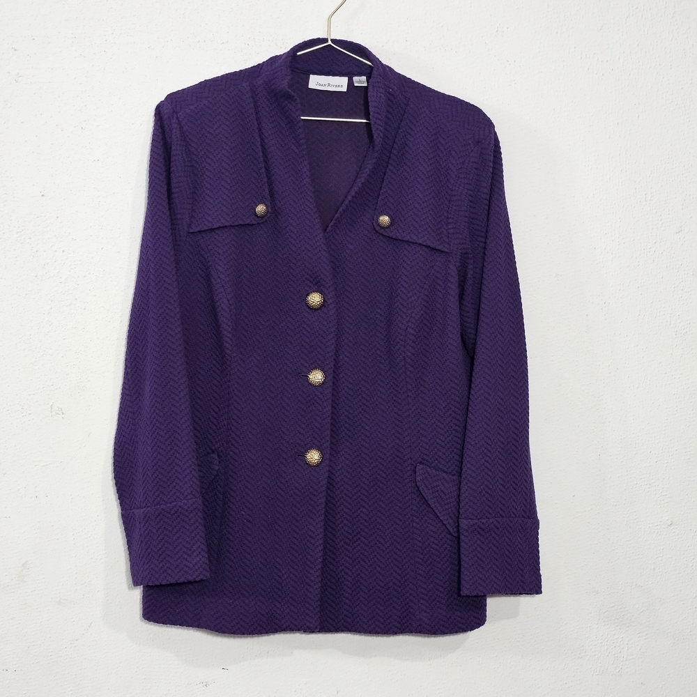 Joan Rivers Elegant Purple Blazer‎ with Gold Buttons